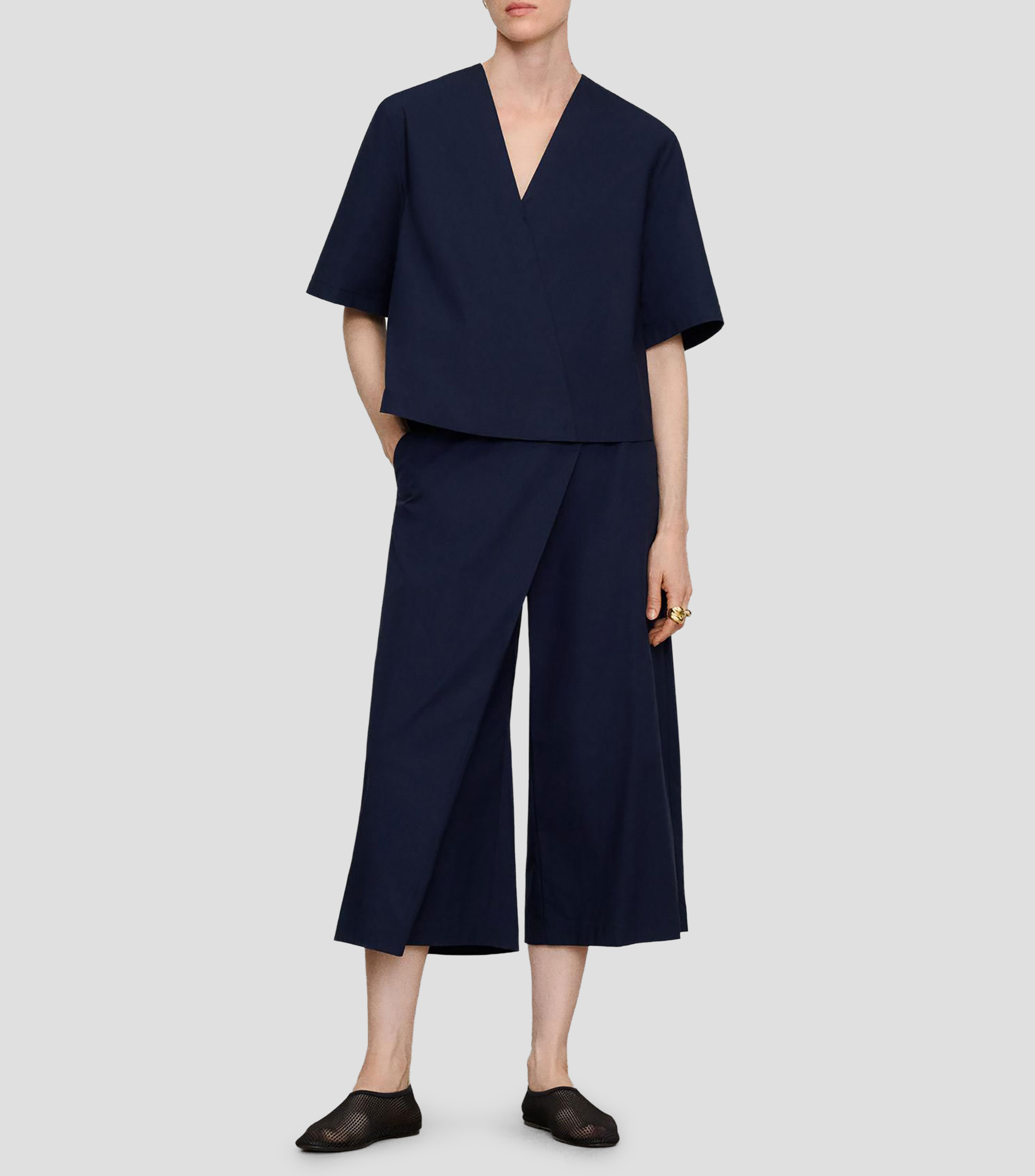 Blusa lisa manga corta Mujer